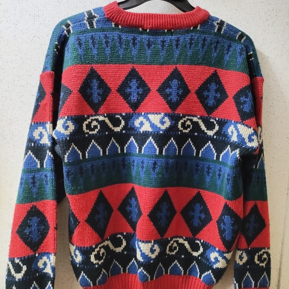 Vintage Jonathan Stewart Christmas Sweater Large Geometric Grandpa Sweater Clean - Picture 8 of 9